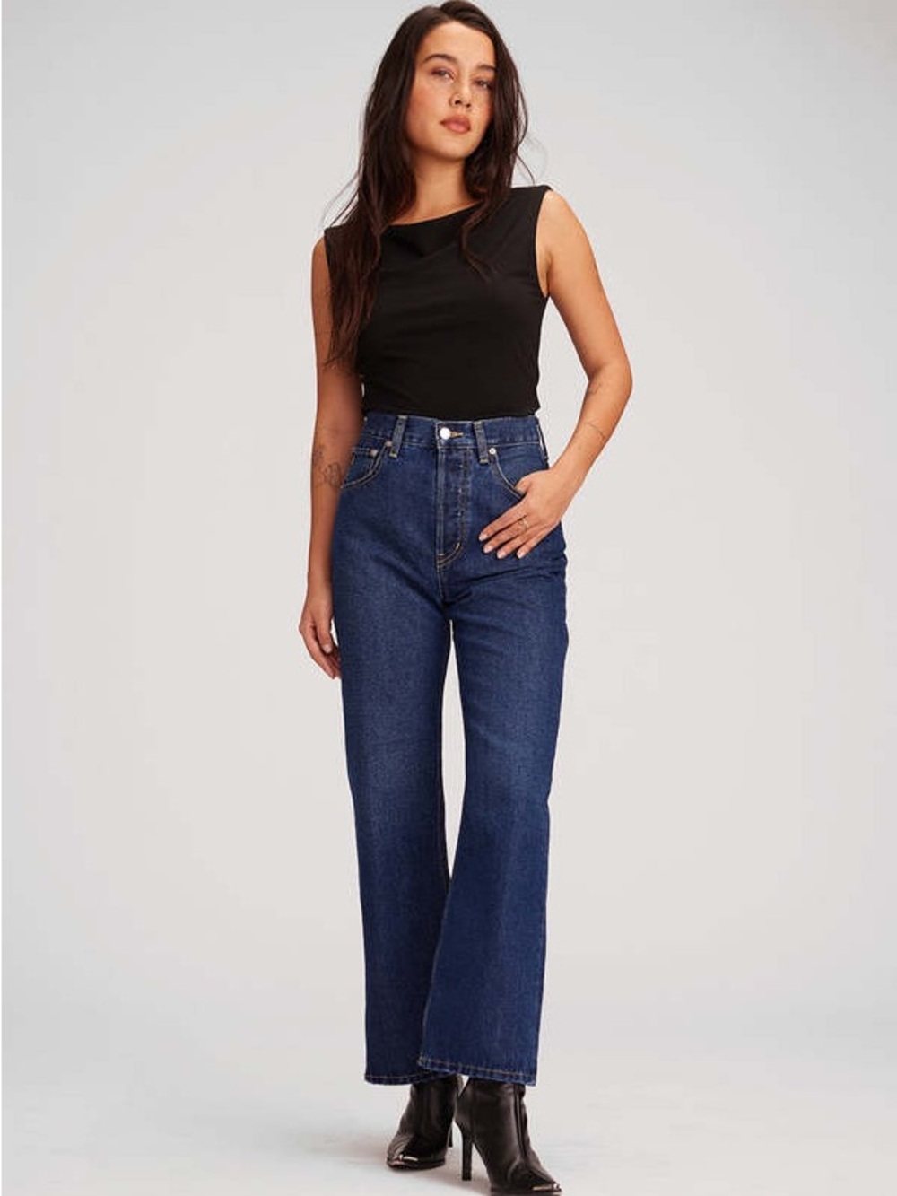 ETICA kent ultra high rise dark wash cropped